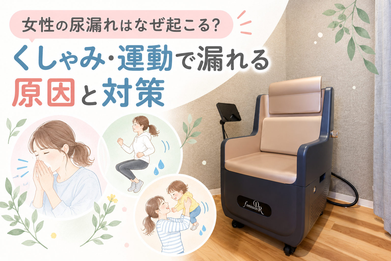 女性の尿漏れはなぜ起こる？くしゃみ・運動で漏れる原因と対策